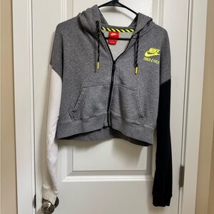 Nike Gray Hoodie with Black and White Sleeves